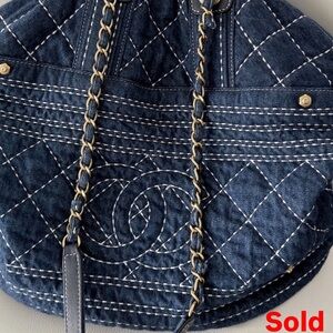 CHANEL Denim Quilted Shoulder Bag